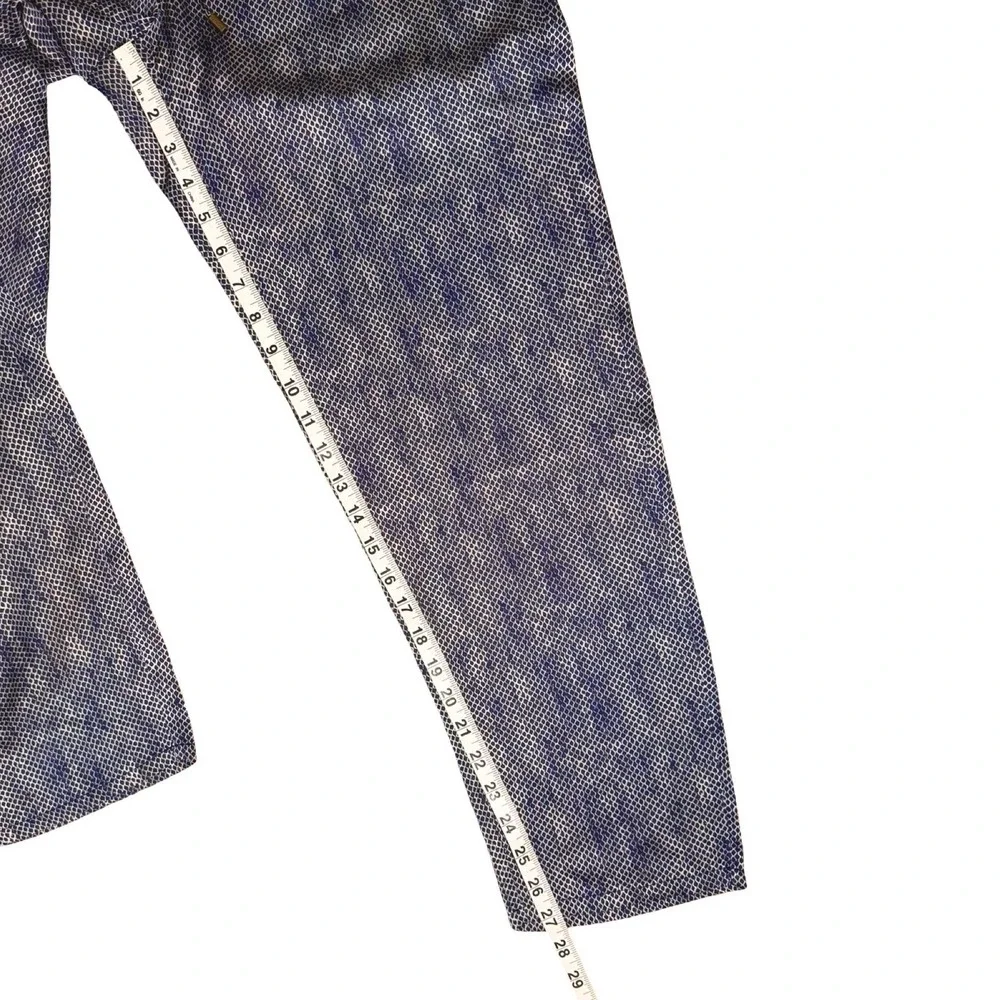 Eileen Fisher Silk Ankle Pants Small Midnight Chainette Print Pull On